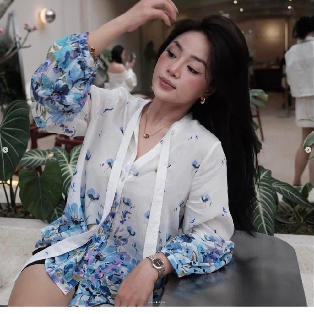Zara printed blouse with bow 5029/058